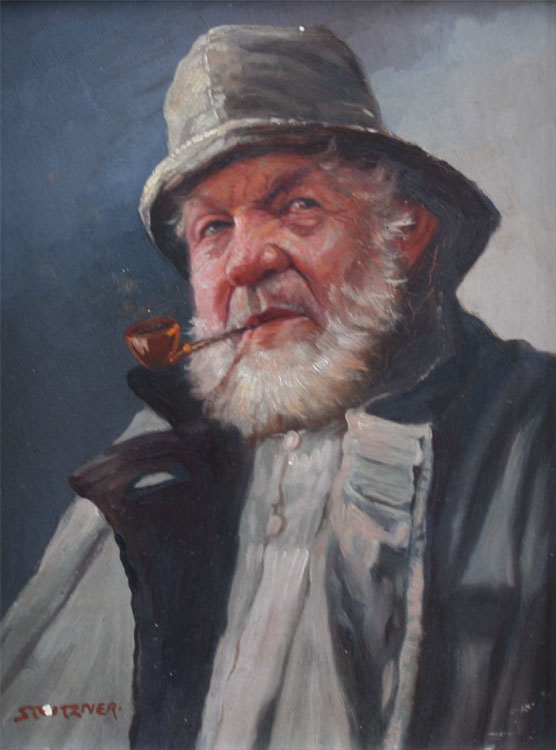 PAINTING OF SALTY OLD FISHERMAN 148d46