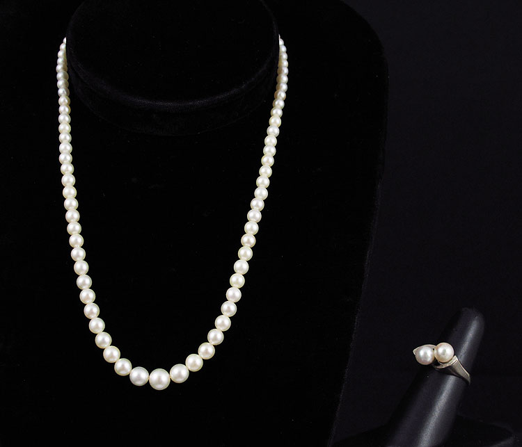 CULTURED PEARL NECKLACE AND 14K