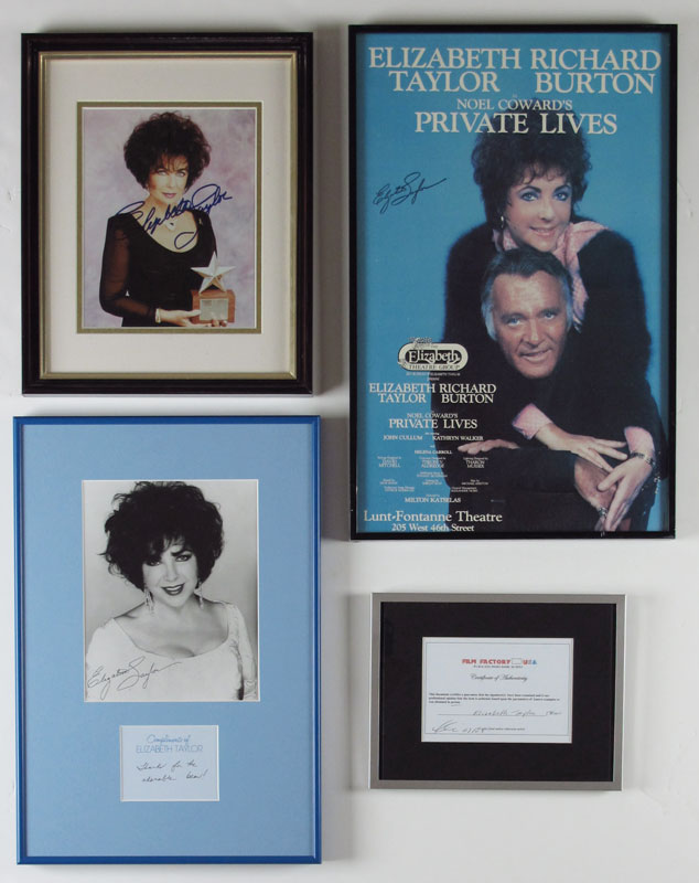 3 SIGNED ELIZABETH TAYLOR PHOTOGRAPHS