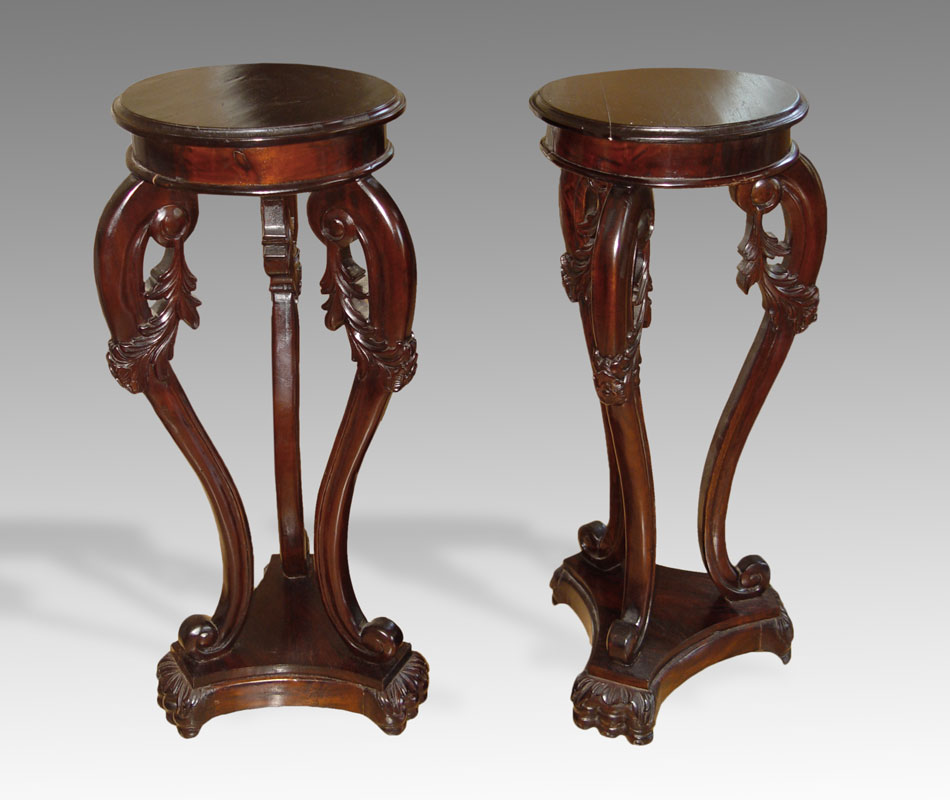 PAIR CONTEMPORARY CARVED STANDS:
