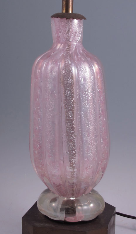 PINK MURANO GLASS LAMP: Fluted