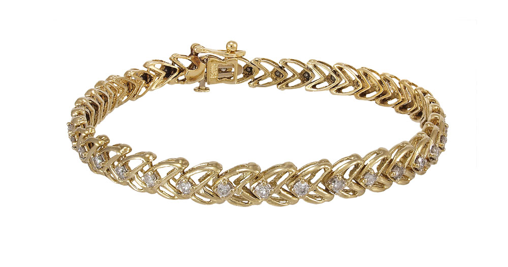 14K DIAMOND LINE BRACELET: 14K