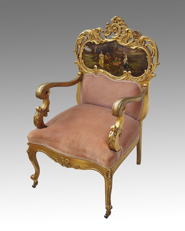 ITALIAN GILT WOOD AND PAINTED CHAIR  148e81