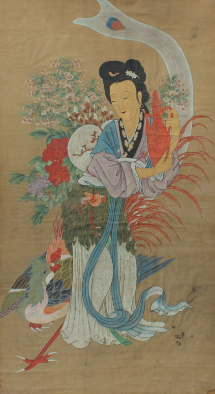 LARGE EARLY ORIENTAL WATERCOLOR