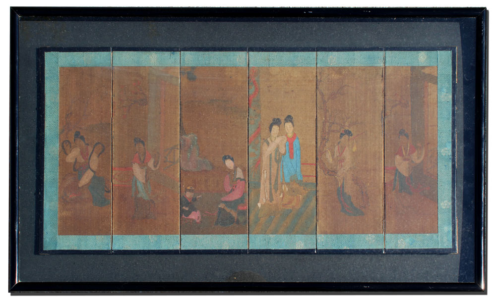 19TH C 6 PANEL JAPANESE TABLE SCREEN  148e95