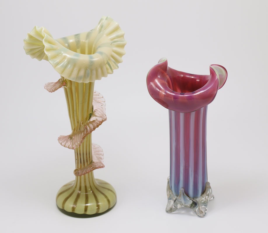 2 PIECE ART GLASS VASES: To include