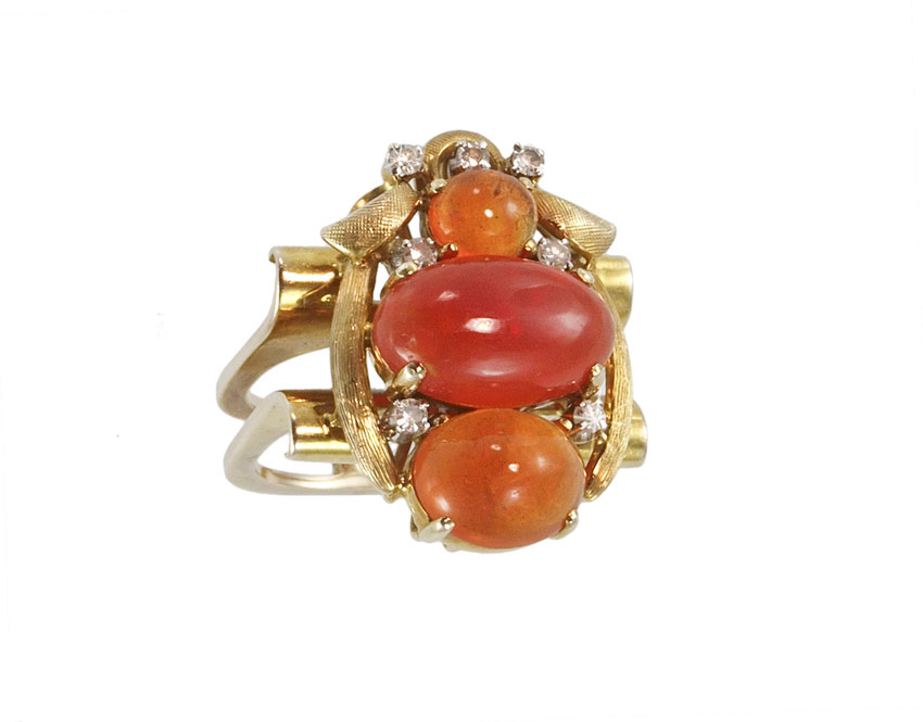 14K MEXICAN ORANGE OPAL AND DIAMOND 148ece