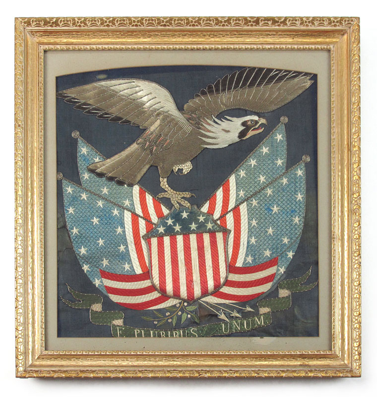 FOLK ART EAGLE & AMERICAN FLAGS