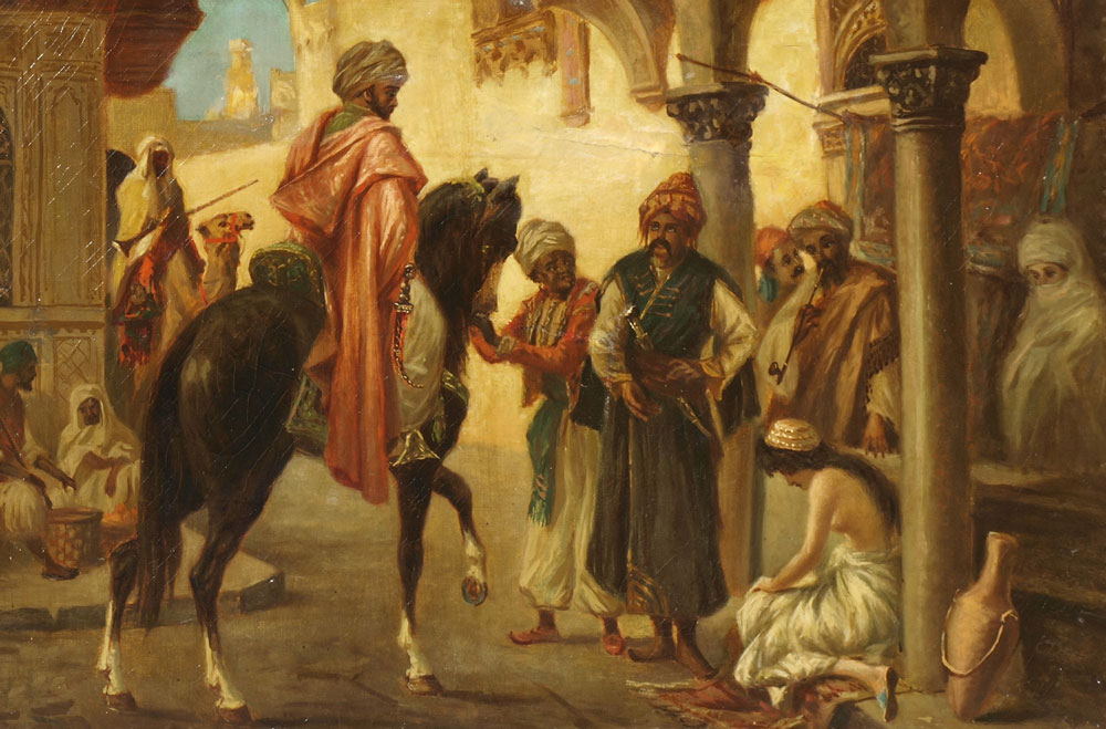 ORIENTALIST SCENE WITH ARABS AND SLAVE