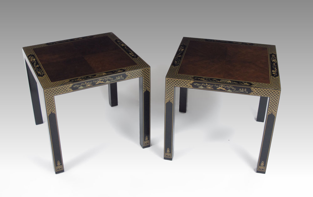 PAIR DREXEL CHINOISERIE SIDE TABLES: