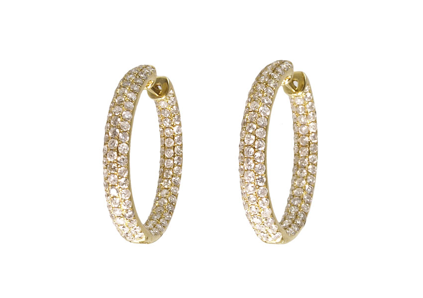 18K DIAMONDS INSIDE AND OUT HOOP 148eff