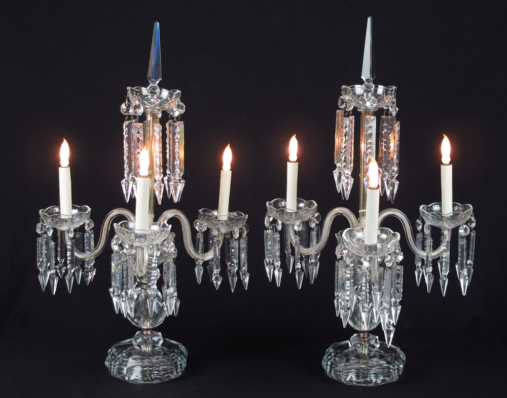 PAIR CRYSTAL TABLE TOP CHANDELIER 148f1e