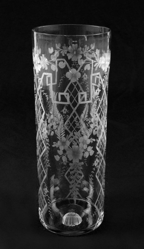 SIGNED HAWKES CUT GLASS VASE Floral 148f3a