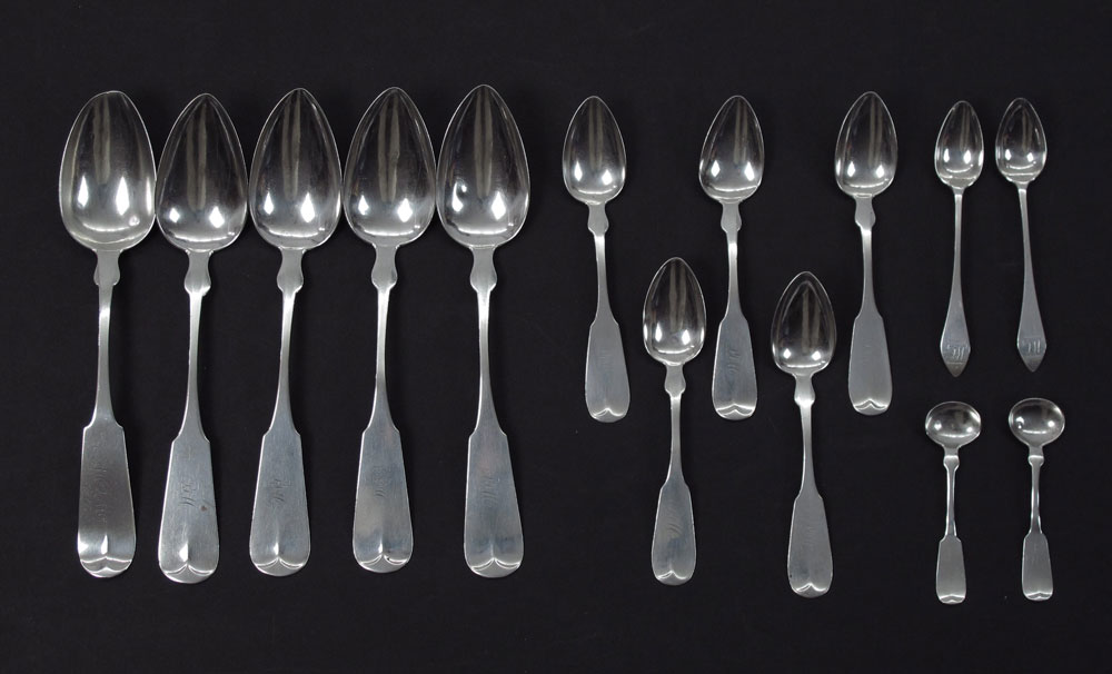 COLLECTION OF COIN SILVER SPOONS: