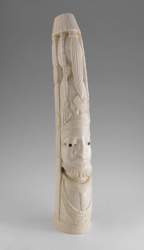 LARGE CARVED AFRICAN IVORY TUSK: