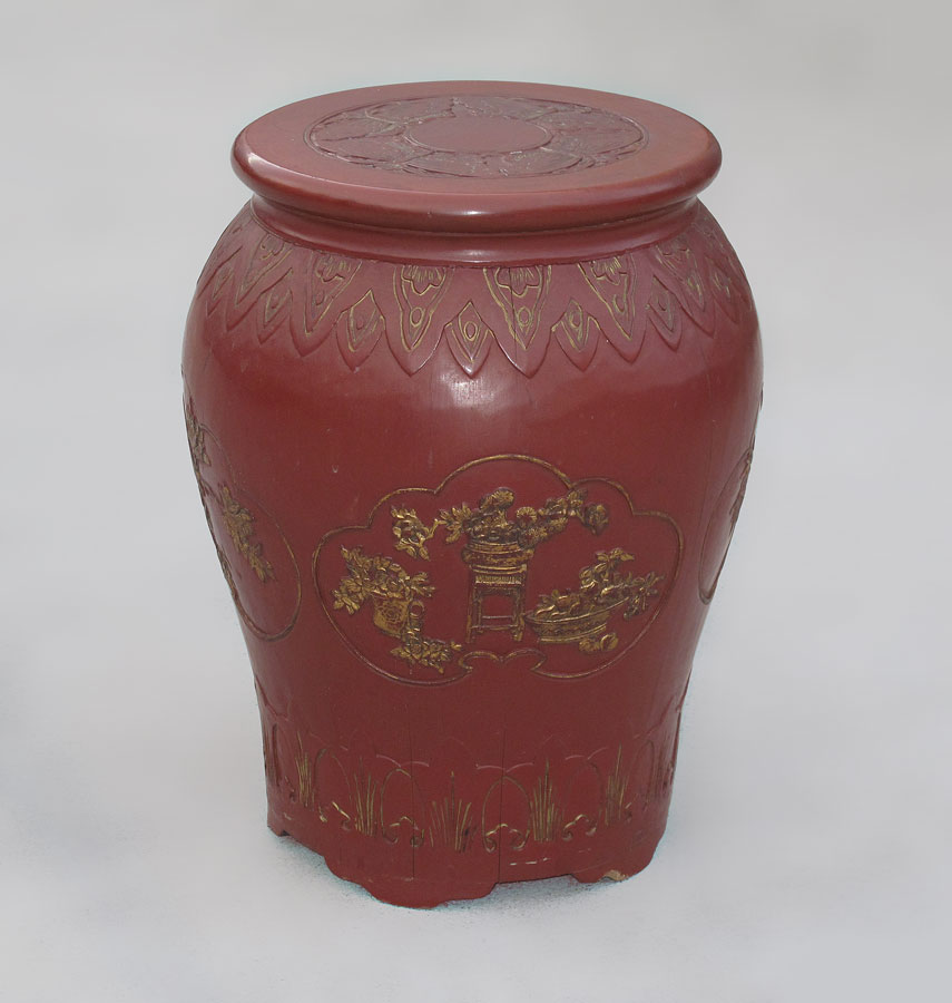 CHINESE RED LACQUER CARVED WOOD 148f4d