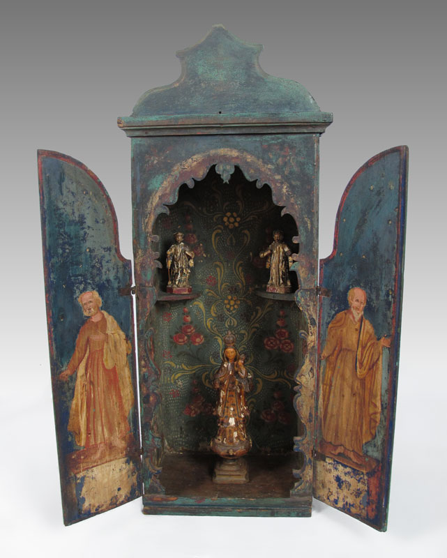SPANISH COLONIAL ALTAR AND THREE