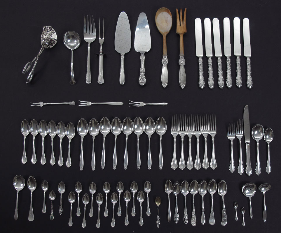 LARGE COLLECTION OF STERLING FLATWARE: