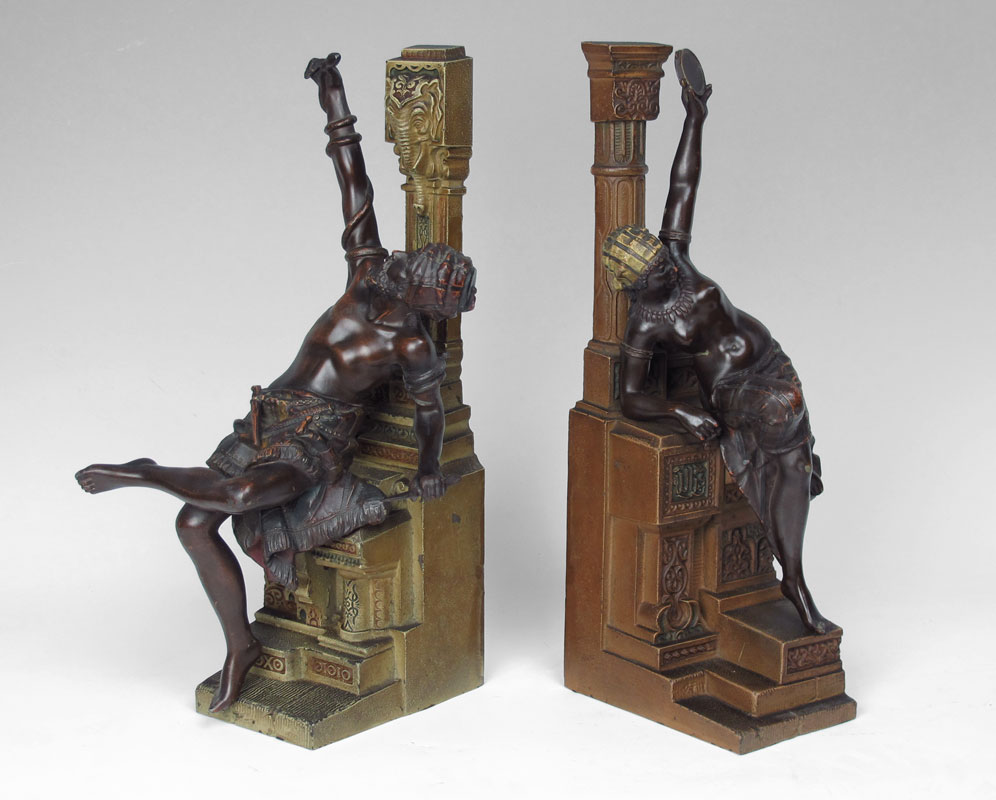 PAIR FIGURAL BLACKAMOOR MANTLE GARNITURE: