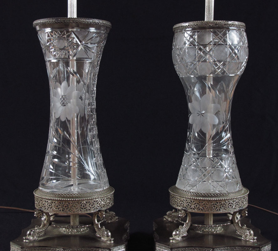 TWO CUT GLASS TABLE LAMPS Not 149003