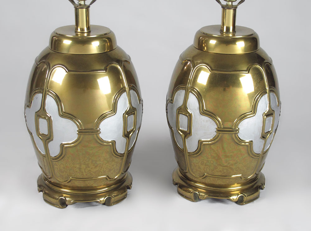 PAIR BRASS ORIENTAL STYLE LAMPS 14900a