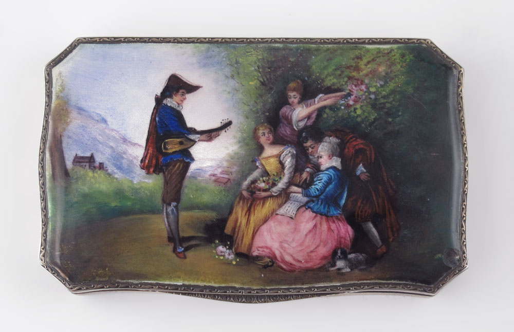 FRENCH SILVER ENAMEL COVERED BOX  149015