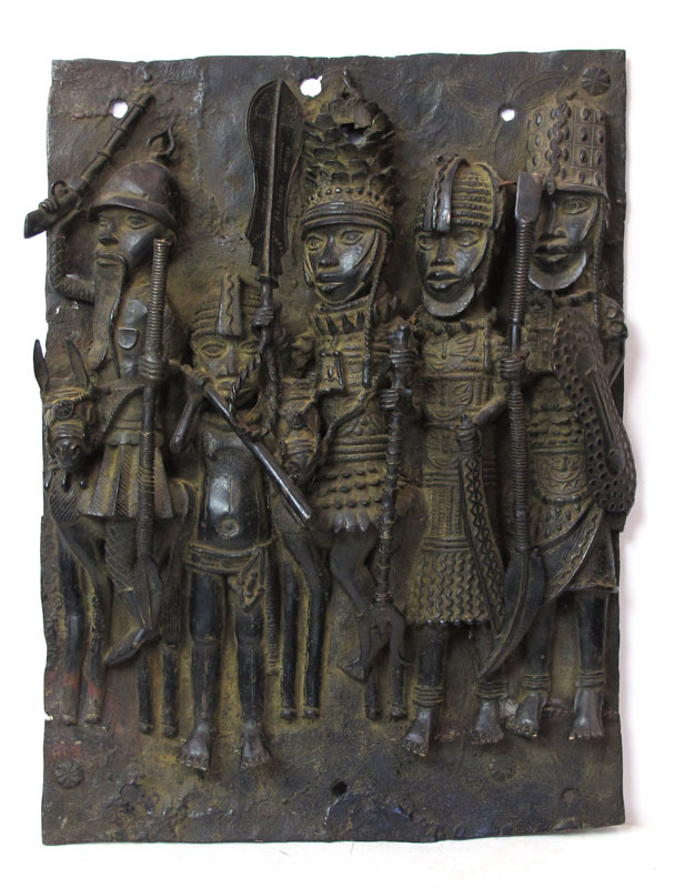 BENIN AFRICAN BRONZE PLAQUES SCULPTURE  149030