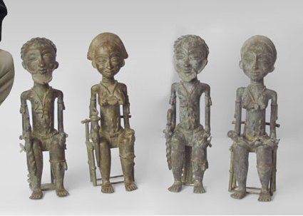 TWO SETS OF AFRICAN BRONZE CHIEF