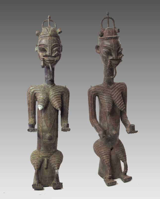 TWO OGBONI NIGERIAN AFRICAN ALTAR 14905f