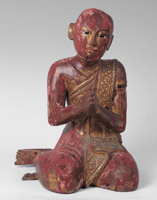 LARGE THAI BUDDHIST DEVOTEE Carved 1490f9