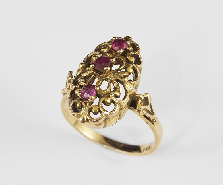 14K RUBY FILIGREE RING 14K yellow 14916c