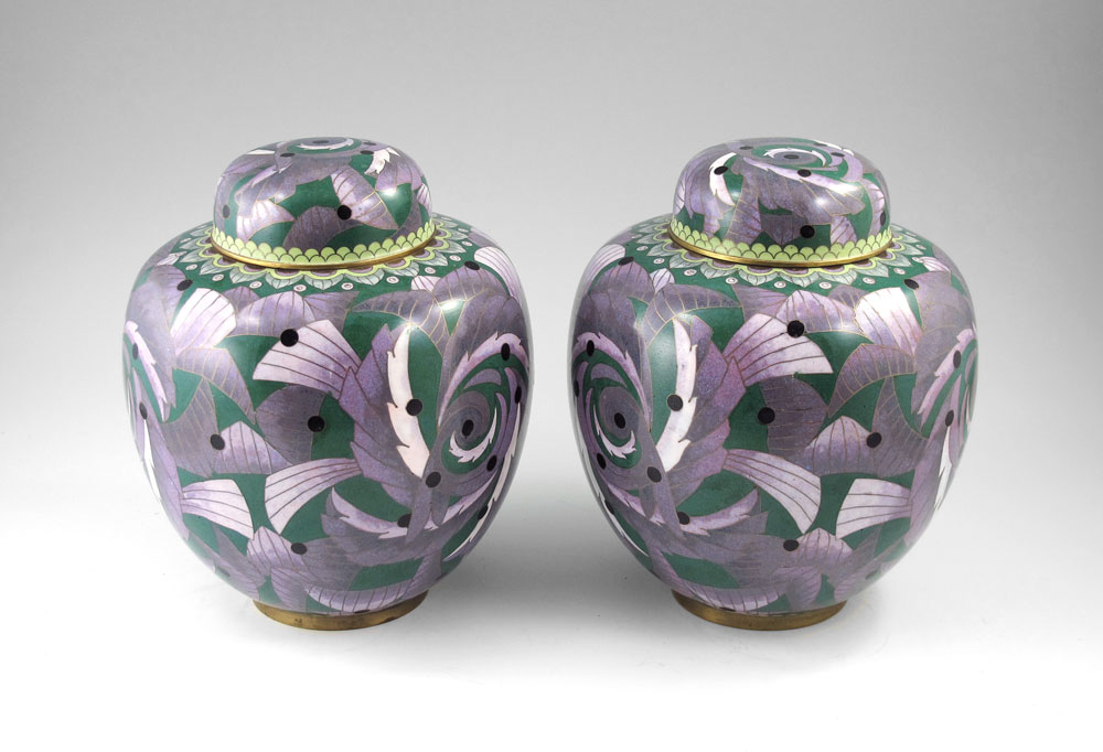 PAIR OF CLOISONNE COVERED JARS  149181