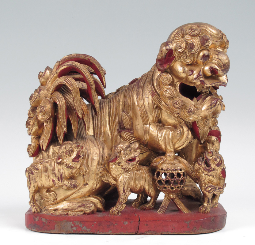 CARVED WOOD RED LACQUER AND GILT 14917b