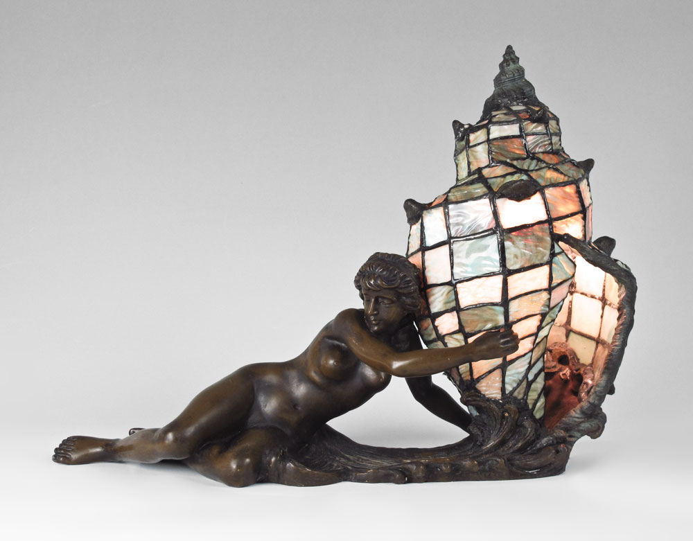 BRONZE FIGURAL SHELL AND NUDE LAMP 1491a6