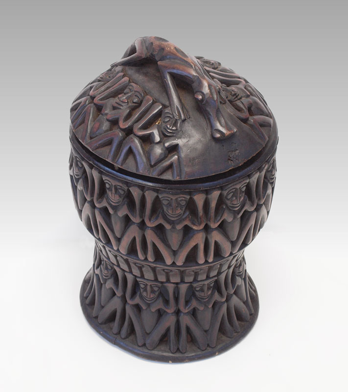 CARVED AFRICAN SMALL BAMILEKE POT: 22