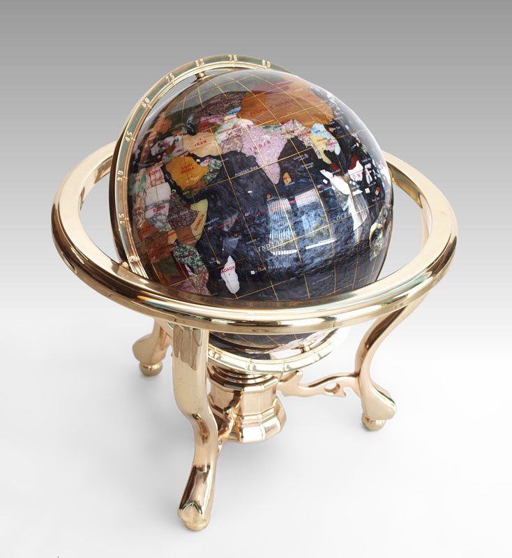 INLAY MULTI STONE TABLE TOP GLOBE: