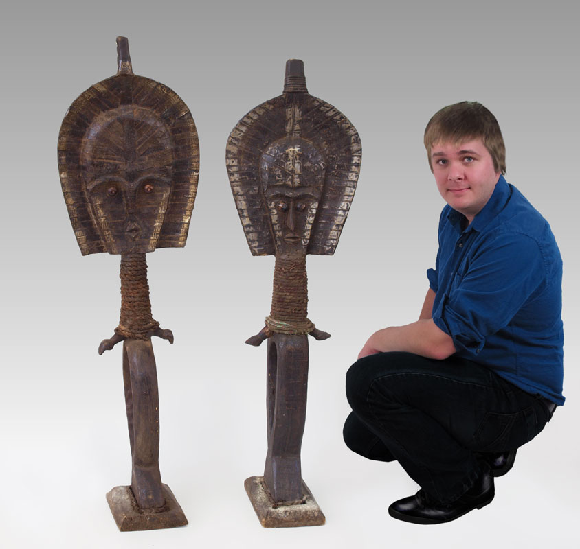 PAIR OF CARVED AFRICAN HONGWE RELIQUARY  149212