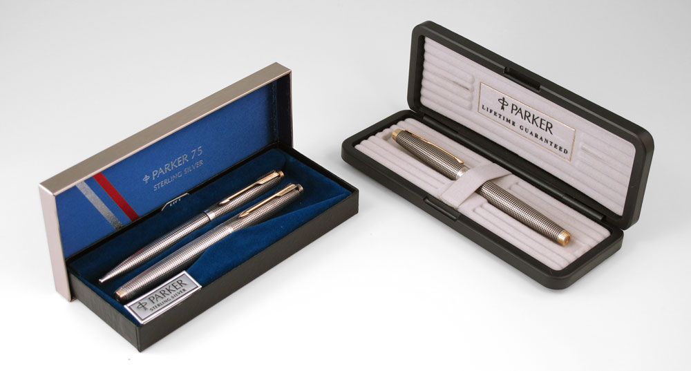 PARKER 75 STERLING PEN SET AND