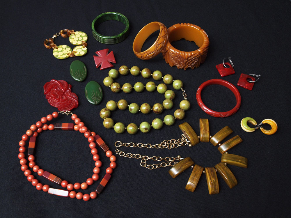 RED BUTTERSCOTCH AND GREEN BAKELITE