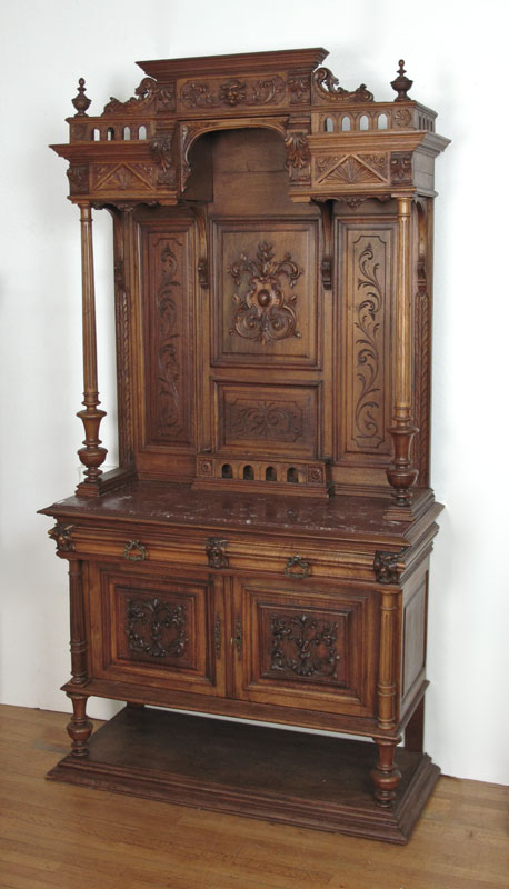 HEAVILY CARVED WALNUT BACKBAR WITH 149262