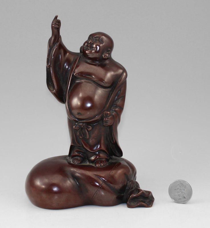 19th C SIGNED SMILING BUDDHA ORIENTAL 14928a