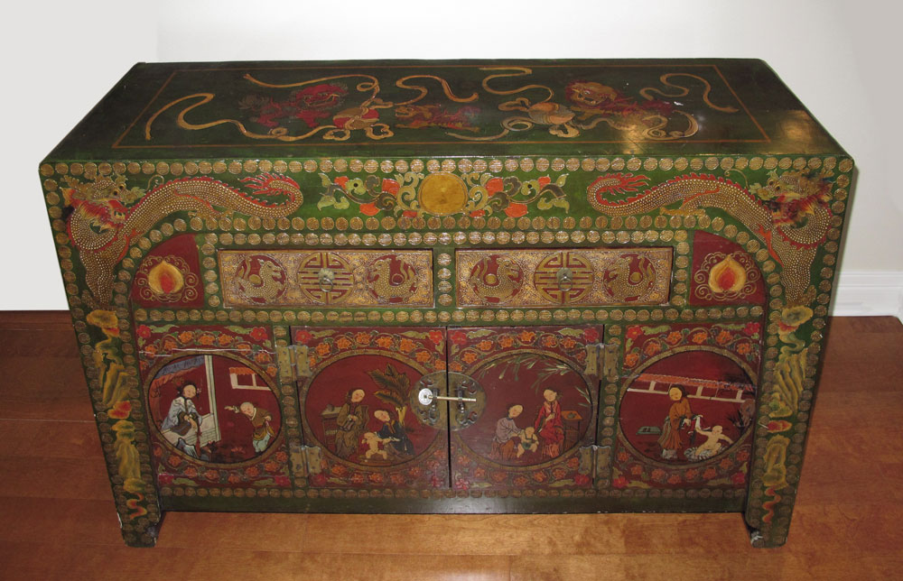 HIGHLY DECORATED TIBETAN CHEST: