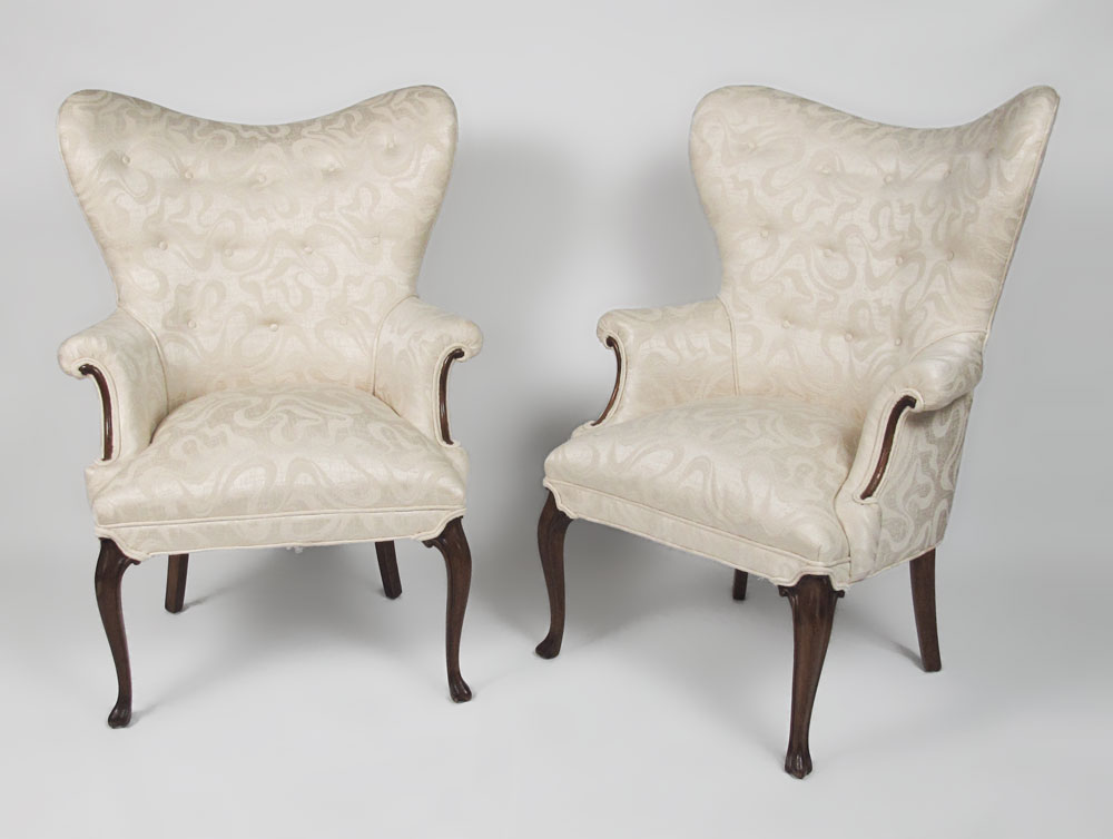 PAIR BUTTERFLY WING BACK CHAIRS: White