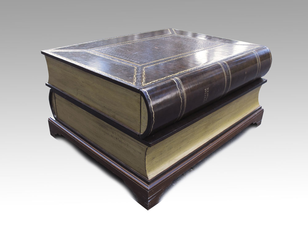 LEATHER COVERED STACKED BOOK COFFEE 1492f8