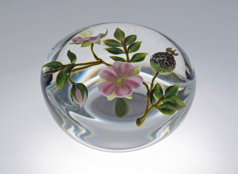 PAUL STANKARD WILD ROSE PAPERWEIGHT: