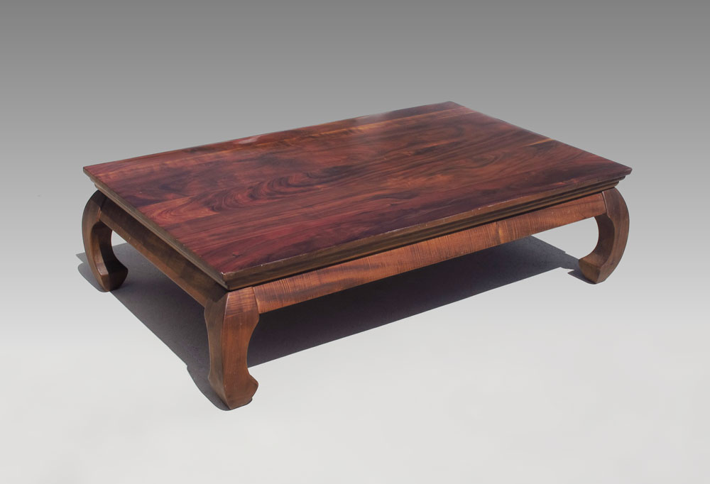 KOA WOOD LOW TABLE: On shaped legs