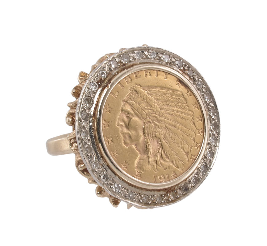 14K 2 1/2 DOLLAR US COIN RING: