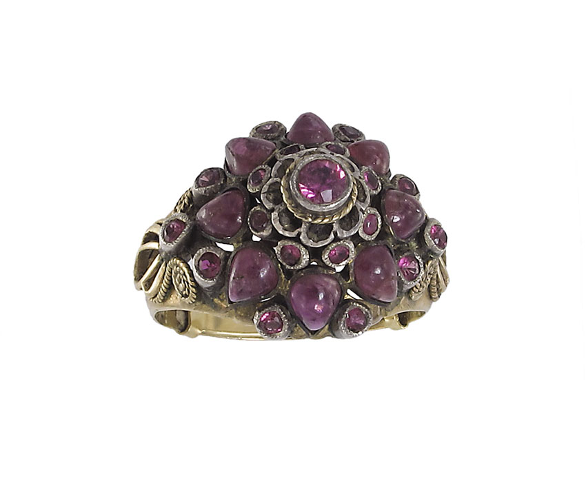 RUBY PRINCESS RING Etruscan style 14936a