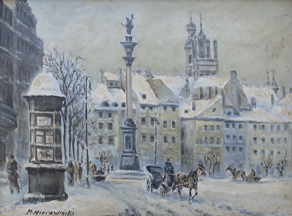 POLISH WINTER PAINTING SIGNED M  14937b