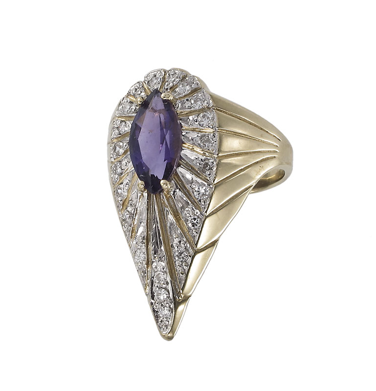 14K GOLD AND DIAMOND AMETHYST RING  14937e